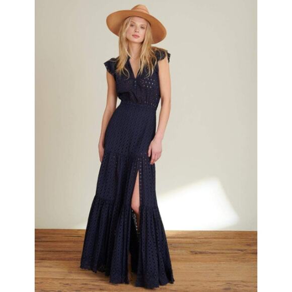 Veronica Beard Dresses & Skirts - Veronica Beard Satori Eyelet Maxi Dress Navy Blue 6 Boho Coastal